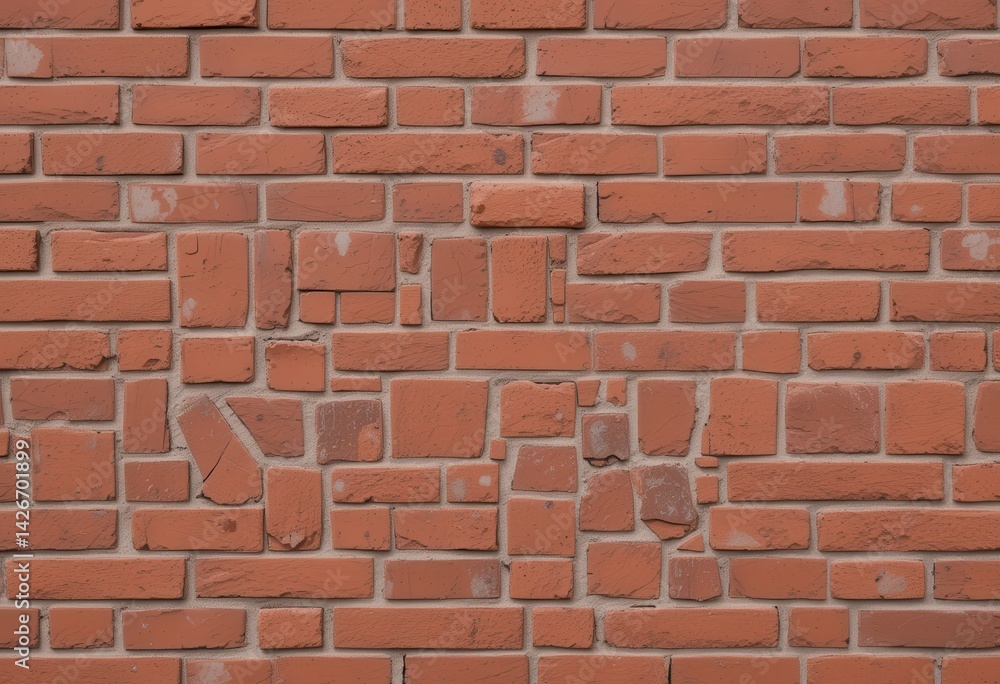 Fototapeta premium Detailed Brick Wall Texture with Irregular Pattern in Rustic Red
