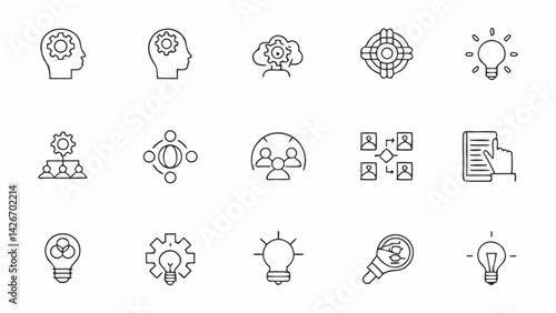 creativity innovation set of web icons in line sty.eps