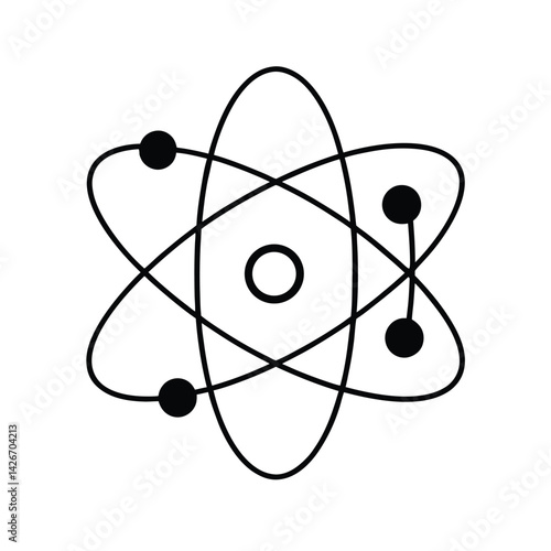 Scientific atom model illustration with orbiting electrons for educational or design purposes