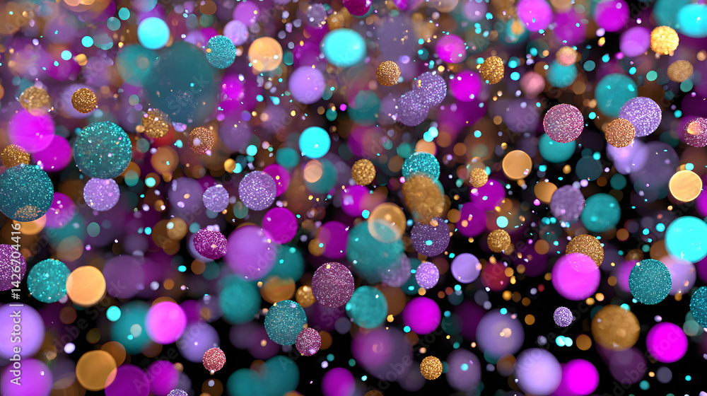 Naklejka premium Multi-Color EDM Bokeh Glow with Rose Gold