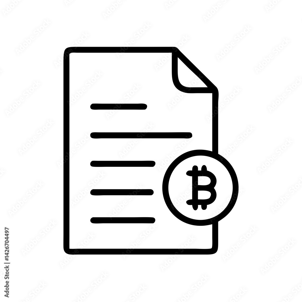 Document with Bitcoin and Info Symbol Icon Design Document with Bitcoin and Info Symbol Icon Design