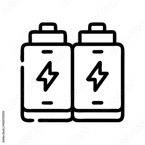 Double Battery with Lightning Symbol Icon Design