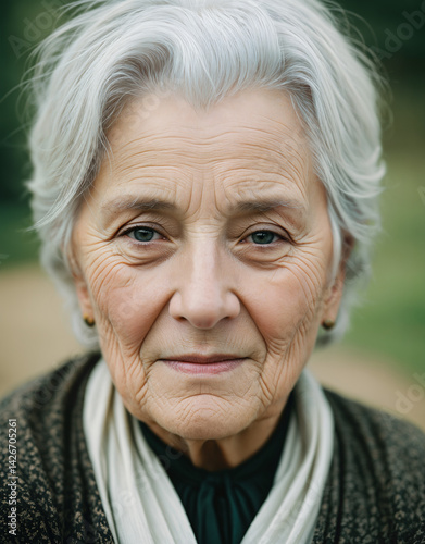 Computer-generated image of old woman senior portrait.