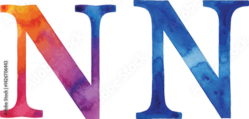 Floral Watercolor Alphabet – Romantic Hand-Painted Letters N

