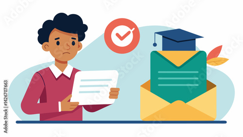 A student receives an email congratulating them on winning a scholarship they never applied for but in order to claim it they must provide sensitive. Vector illustration
