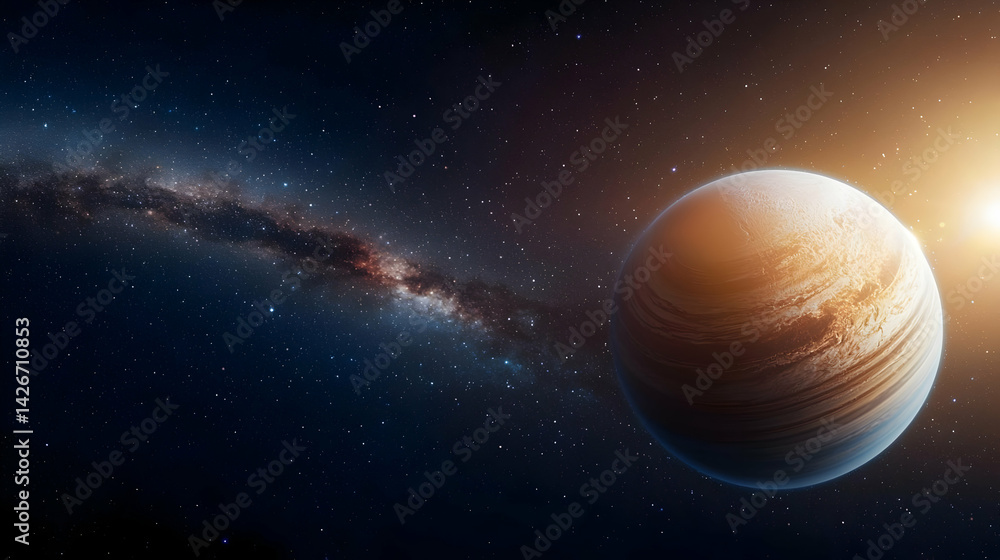 Pixelated Planet In Space With Milky Way Galaxy Pixelated Planet In Space With Milky Way Galaxy