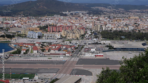 Gibraltar International Airport runway crossing Winston Churchill Avenue - GIBRALTAR, UK - MARCH 31, 2025