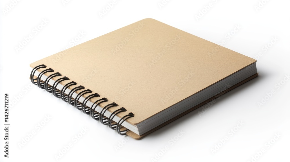 A spiral notebook isolated on a pure white background, realistic lighting and shadow, ideal for cut-out and compositing A spiral notebook isolated on a pure white background, realistic lighting and shadow, ideal for cut-out and compositing
