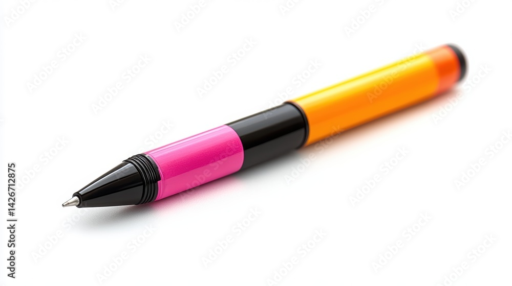 A highlighter pen isolated on a pure white background, realistic lighting and shadow, ideal for cut-out and compositing A highlighter pen isolated on a pure white background, realistic lighting and shadow, ideal for cut-out and compositing
