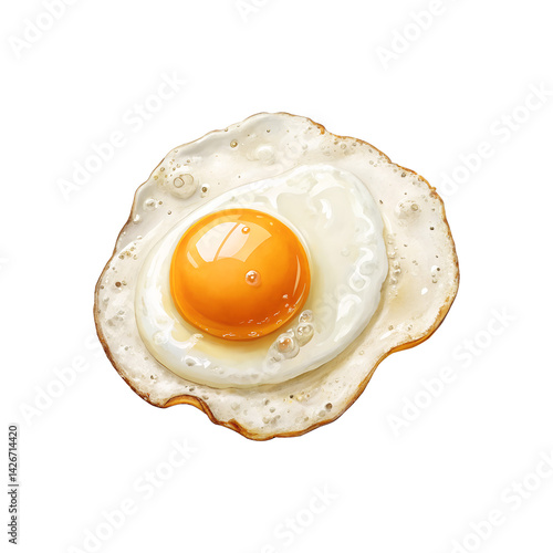 Realistic Sunny Side Up Fried Egg Isolated on Transparent Background