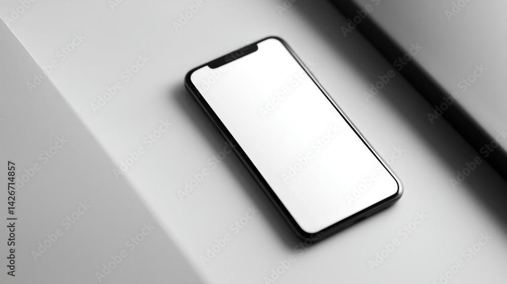 sleek smartphone with blank screen lies on monochrome surface sleek smartphone with blank screen lies on monochrome surface