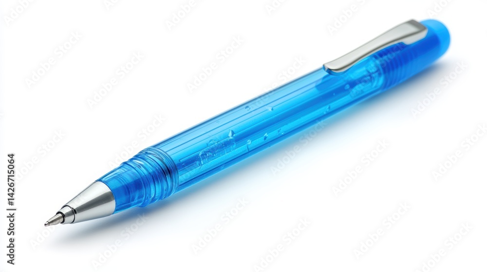 A ballpoint pen with cap isolated on a pure white background, realistic lighting and shadow, ideal for cut-out and compositing A ballpoint pen with cap isolated on a pure white background, realistic lighting and shadow, ideal for cut-out and compositing