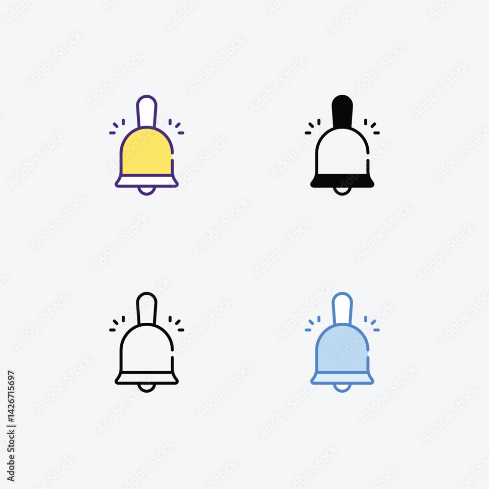 Bell icons set in different style vector stock illustration Bell icons set in different style vector stock illustration