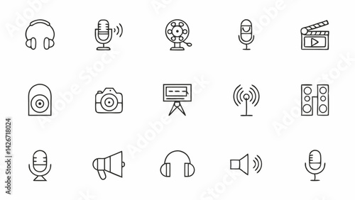 podcast set of web icons in line style  podcast ra (1).eps