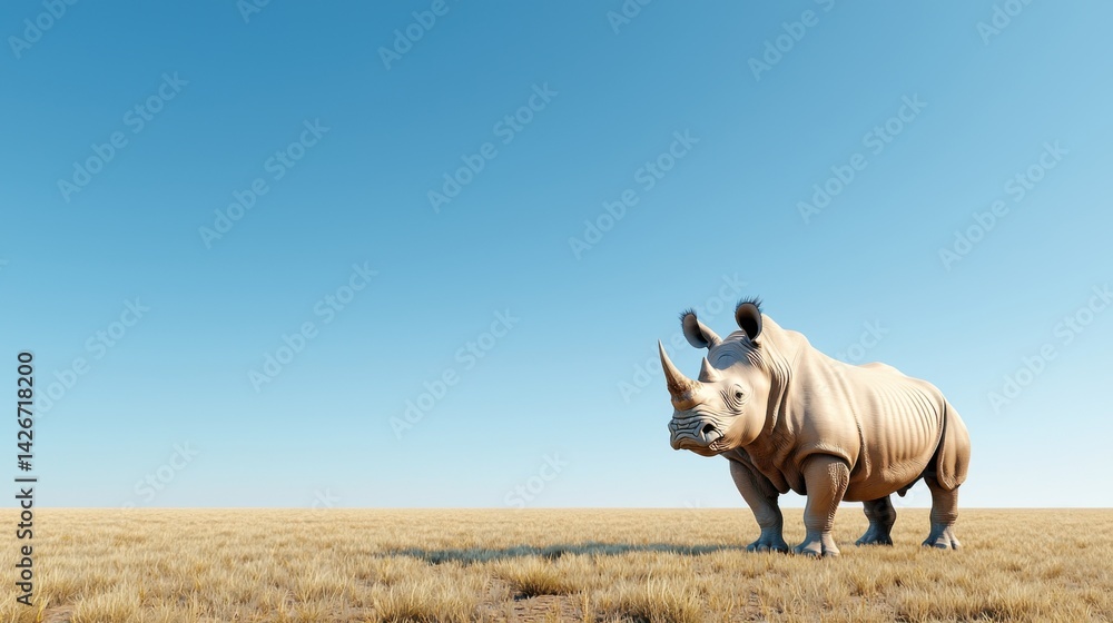 Fototapeta premium White Rhino in African Savanna, Wildlife