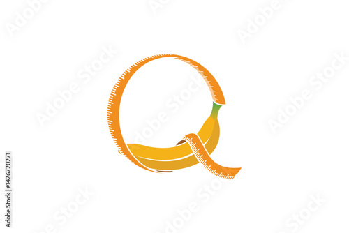 Banana logo vector design template with measuring tape in circle