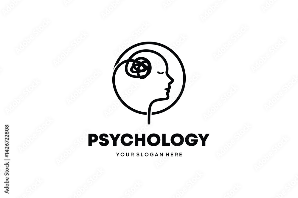 Vector head with abstract lines for psychology logo, mind consulting or therapy services Vector head with abstract lines for psychology logo, mind consulting or therapy services
