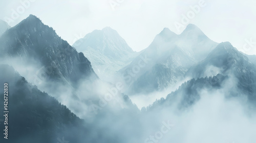 Wallpaper Mural Fog and Mist Shrouding Mountain Peaks Torontodigital.ca