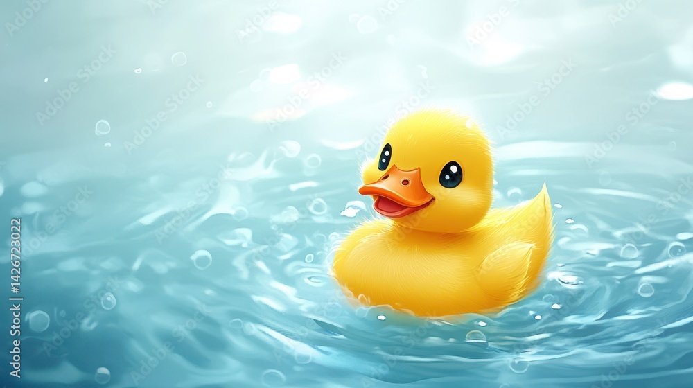 A charming illustration featuring a cute, vibrant duck swimming gracefully. A charming illustration featuring a cute, vibrant duck swimming gracefully.