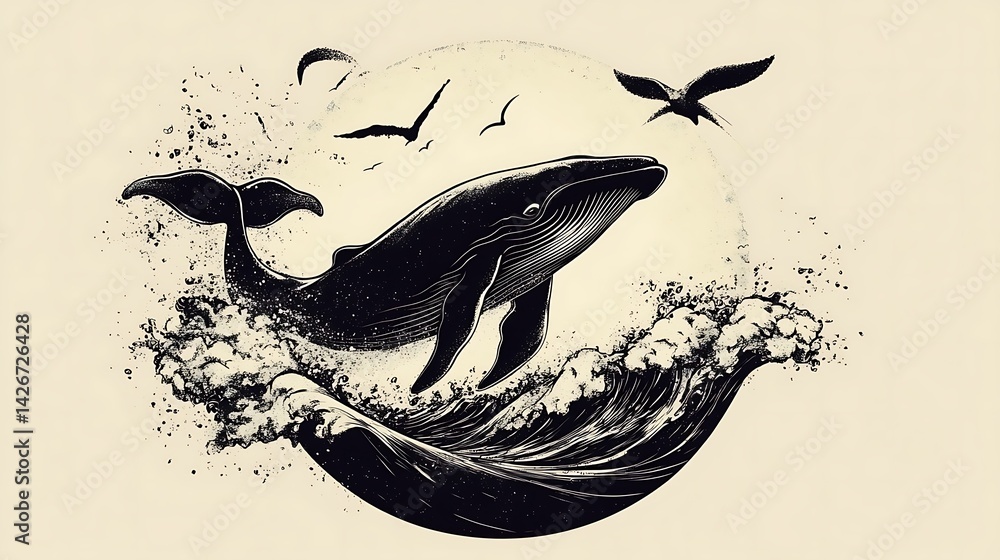 Fototapeta premium Humpback Whale Ocean Leap.