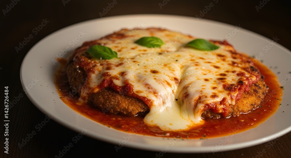Chicken Parmesan with Cheese on Plate Chicken Parmesan with Cheese on Plate