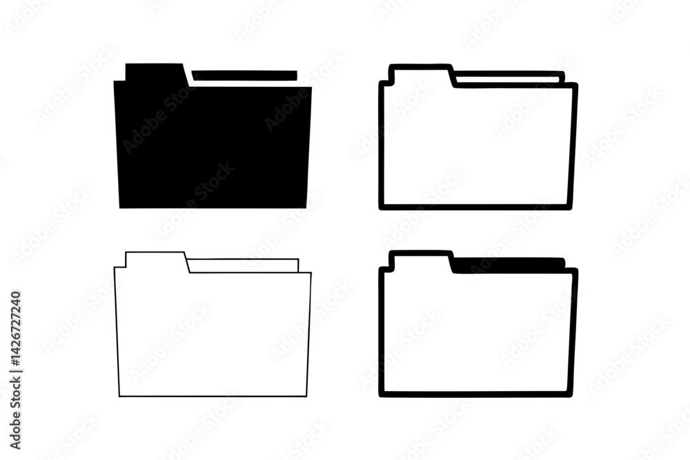 set of Folder silhouette vector illustration
