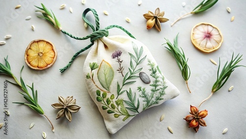 DIY soy wax sachet with botanicals and essential oils. Natural, handmade air freshener charm