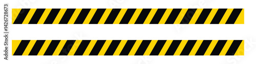 yellow caution tape icon vector. construction border. Warning caution sign. seamless barrier. Black and yellow line. vector illustration on transparent background
