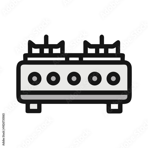 Gas Range Stove with Burners Icon Design