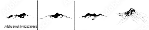 Vector illustration depicting mountain stages from basic outlines to detailed forms with varying textures and shadows
