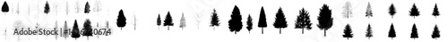 Vector illustration of various tree silhouettes showcasing diverse shapes and sizes in a minimalistic style