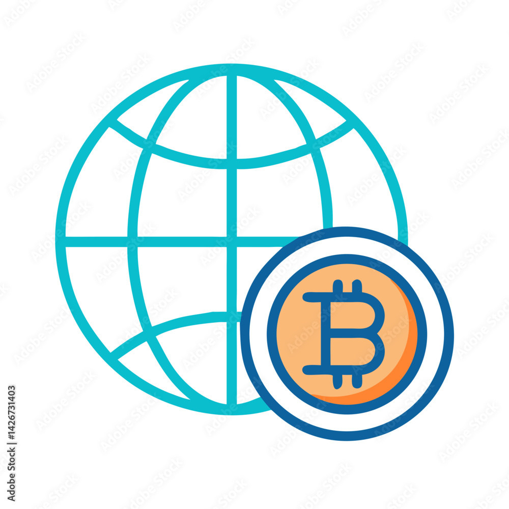 Globe with Bitcoin Currency Symbol Icon Design Globe with Bitcoin Currency Symbol Icon Design