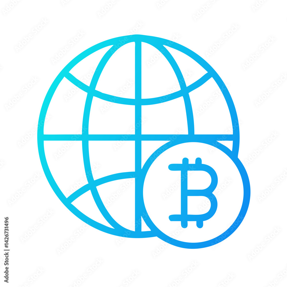 Globe with Bitcoin Currency Symbol Icon Design Globe with Bitcoin Currency Symbol Icon Design