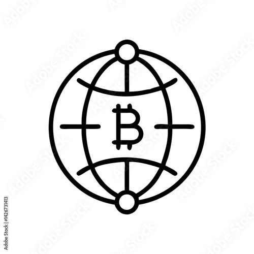 Globe with Bitcoin Currency Symbol Icon Design
