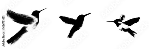 A hummingbird is depicted in an illustration created with brush stroke painting