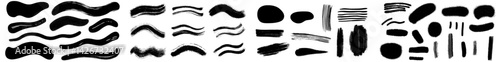 Modern graphic design elements featuring black highlight marker stripes on a white background, along with a set of hand-drawn marker pen lines