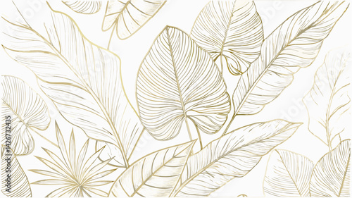 vector art deco gold leaves pattern  line plant fo (1).eps