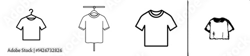 A contemporary solitary plain white t-shirt devoid of color featuring a black and white outline is a simple subject for an easy drawing