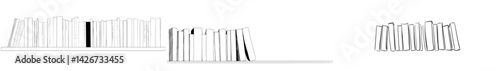 A hand-drawn sketch of a bookshelf in black and white, rendered in a vintage engraved style