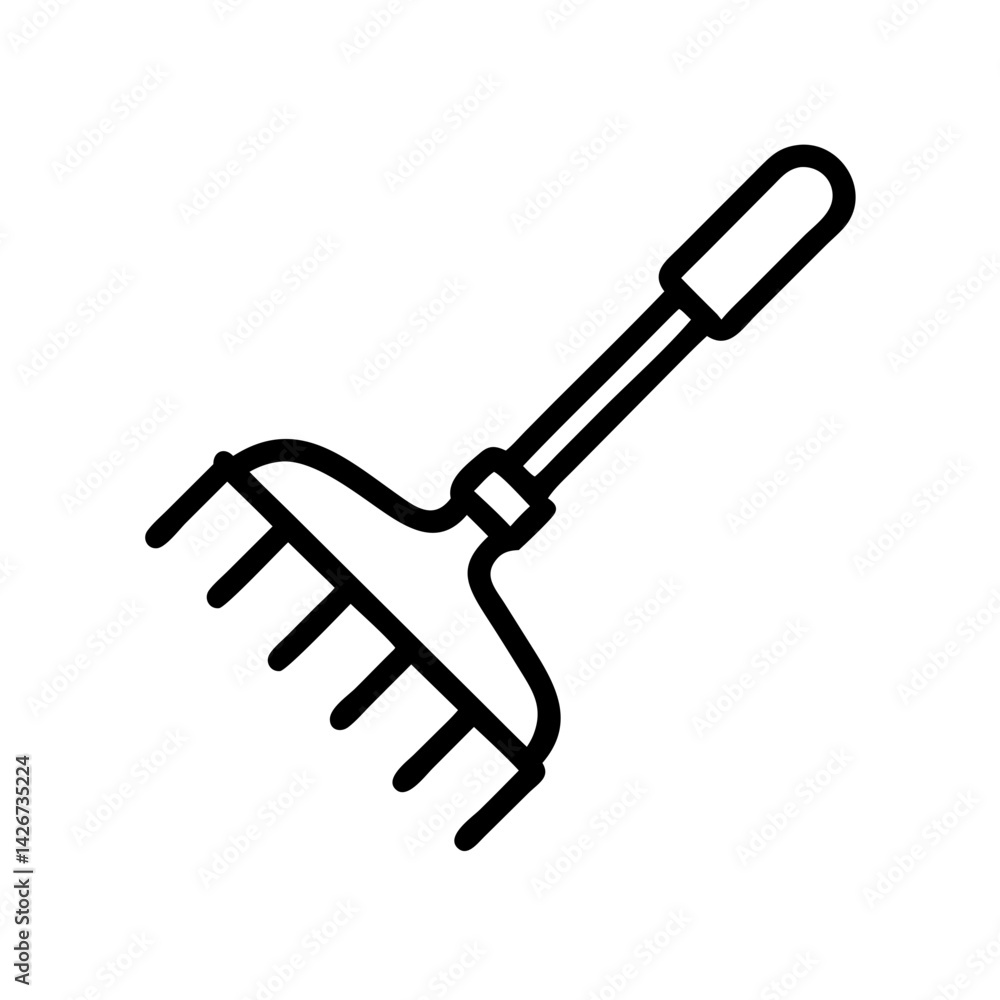 Hand Cultivator Garden Rake Tool Icon Design Hand Cultivator Garden Rake Tool Icon Design