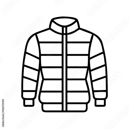 puffer jacket clothing dresses line drawn outline vector art - illustration of puffer jacket fashion clothes isolated transparent background