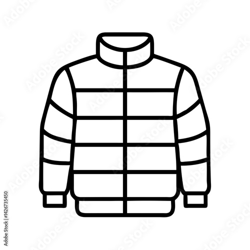 puffer jacket clothing dresses line drawn outline vector art - illustration of puffer jacket fashion clothes isolated transparent background