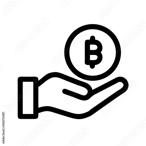 Hand Holding Cryptocurrency Coin Icon Design