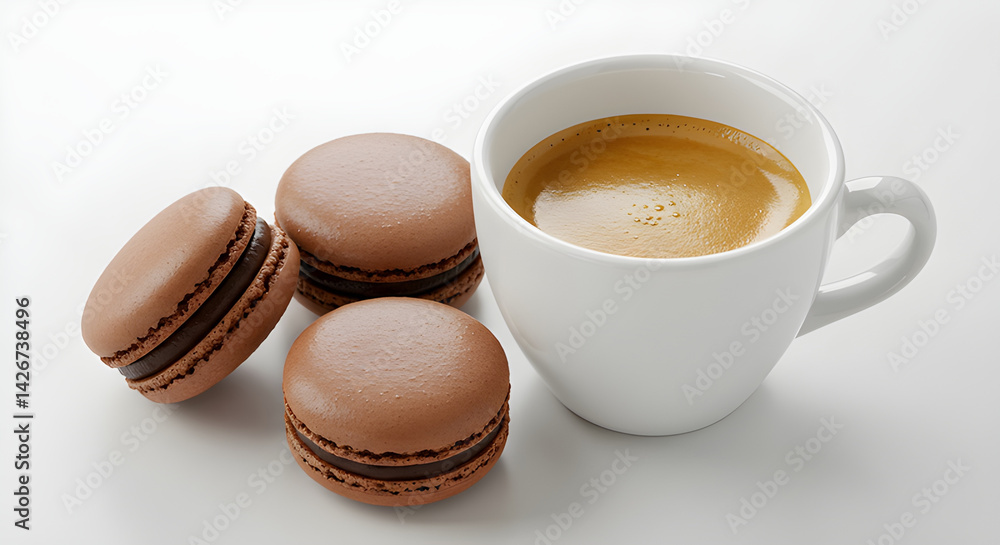 Hot Coffee with Macarons Hot Coffee with Macarons