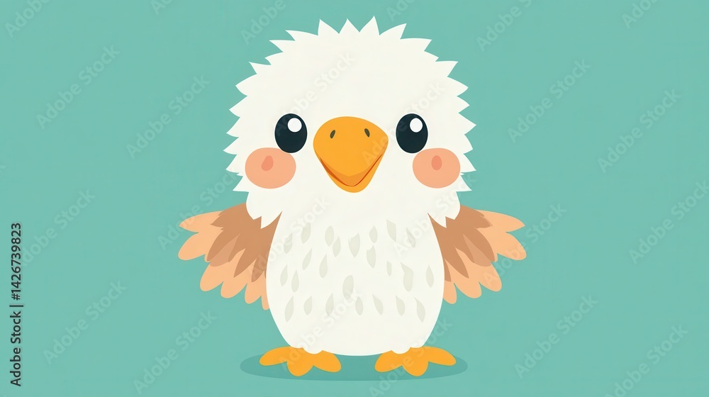 A cheerful anime baby eagle with a vibrant and expressive character, set against a simple background. A cheerful anime baby eagle with a vibrant and expressive character, set against a simple background.
