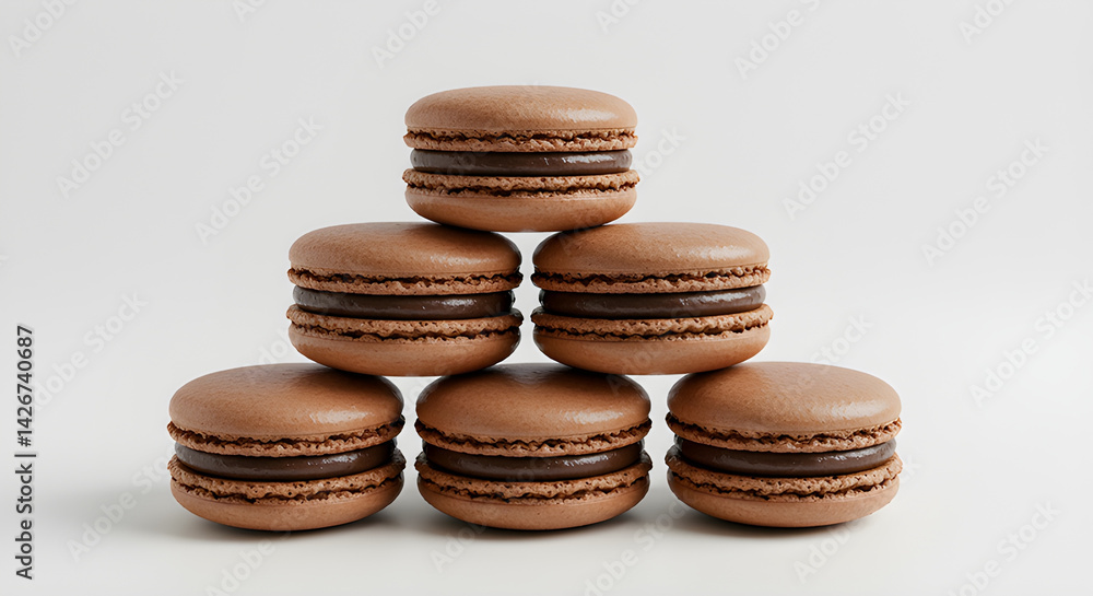 chocolate macaroons on a white background chocolate macaroons on a white background
