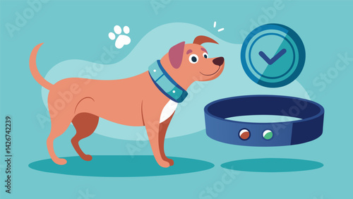 A fashionable and functional band that tracks your pets playtime and rest periods ensuring they get the perfect balance of exercise and relaxation.. Vector illustration