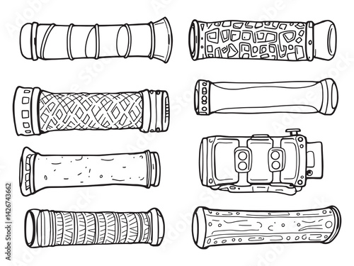 Handlebar grips premium material line art for durable bike grips