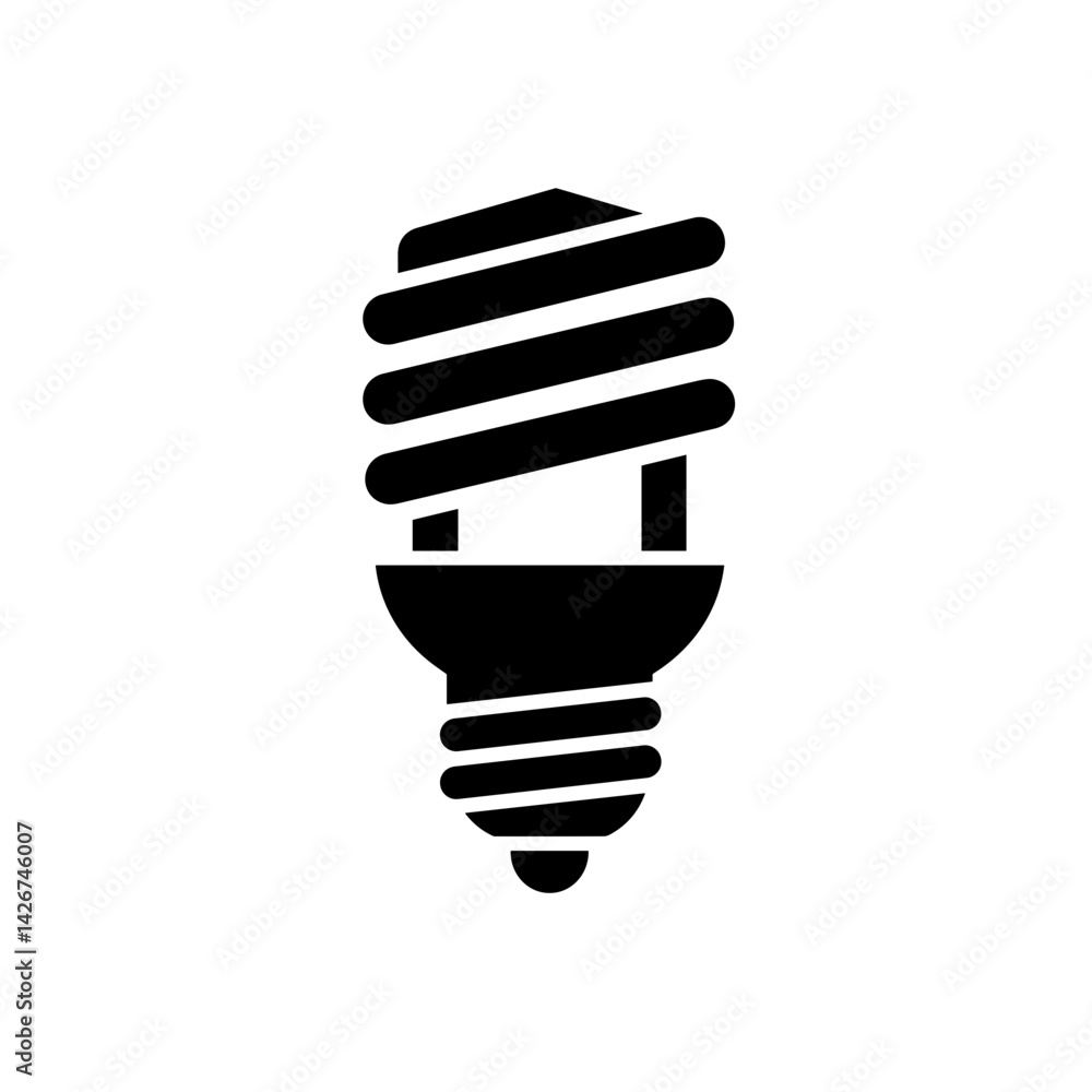 Energy-saving light bulb illustration in black and white Energy-saving light bulb illustration in black and white