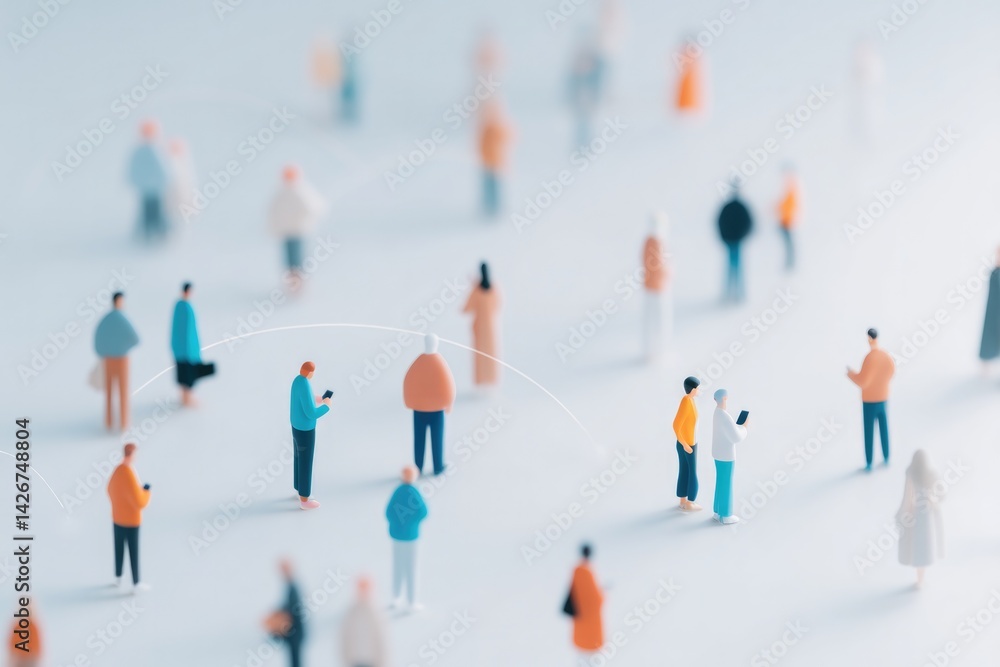 minimalist digital society scene featuring diverse individuals interacting with technology in modern urban environment minimalist digital society scene featuring diverse individuals interacting with technology in modern urban environment